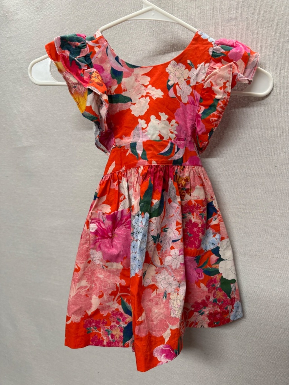 Cara Cara Girls' Floral Ruffle Dress with Waist Tie - size 2T